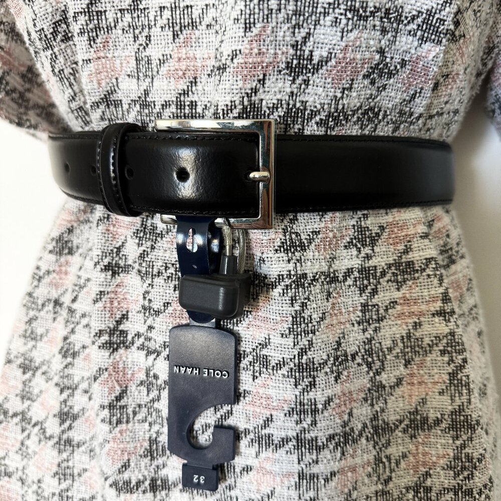 Cole Haan Belt Men's Black Leather Metal Buckle Size M 32"